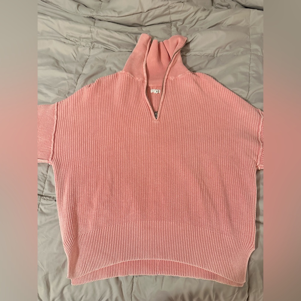 Pink Half-Zip Women's Sweater